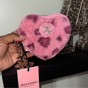 Juicy Couture Pink Leopard Heart Zip Around Wallet